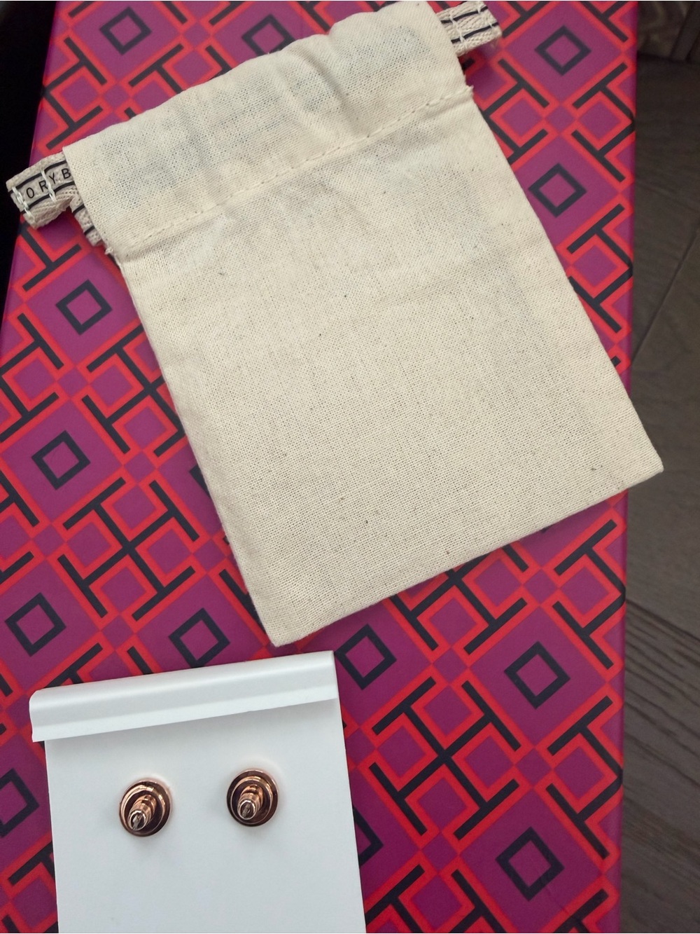 Tory Burch Gold Hexagon Logo Studs - Polished Logo Earrings - Picture 5 of 5